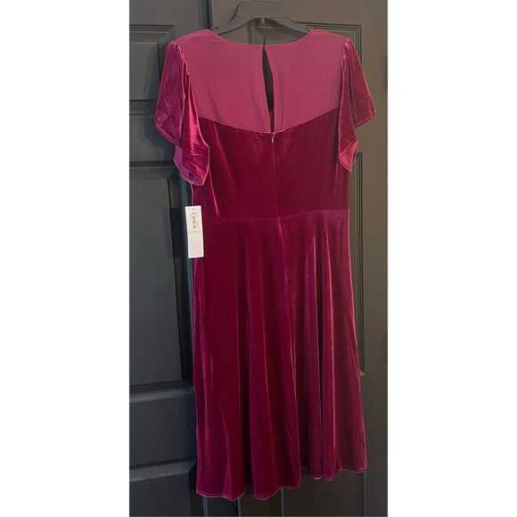 London Times Women's Illusion Flutter SLV Ruched Midi - Picture 4 of 9